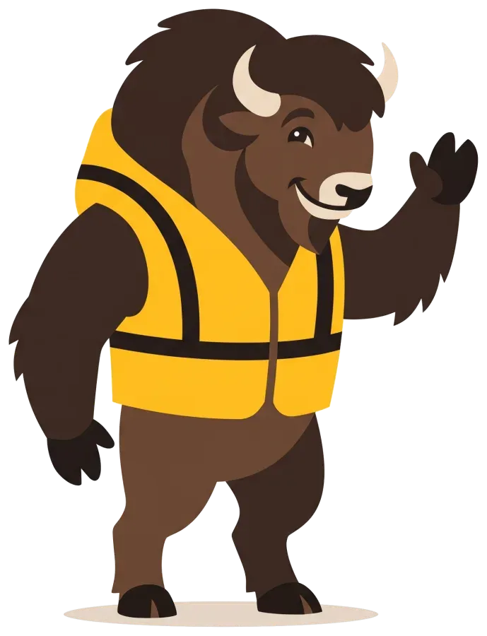 El bisonte saluda.